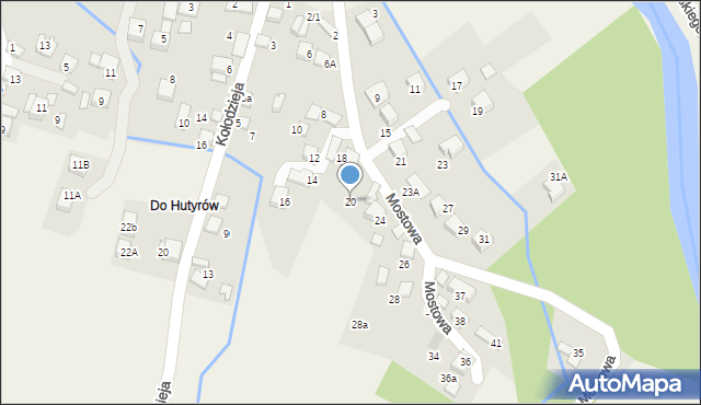 Ujsoły, Mostowa, 20, mapa Ujsoły