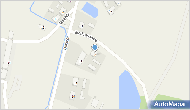 Warcino, Modrzewiowa, 2, mapa Warcino