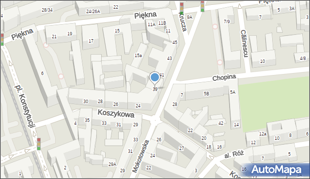 Warszawa, Mokotowska, 39, mapa Warszawy