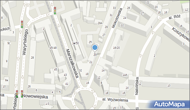 Warszawa, Mokotowska, 23, mapa Warszawy