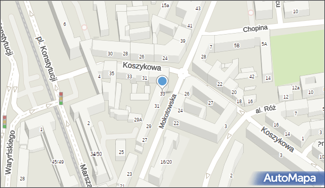 Warszawa, Mokotowska, 33, mapa Warszawy