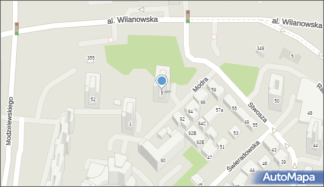 Warszawa, Modra, 3, mapa Warszawy