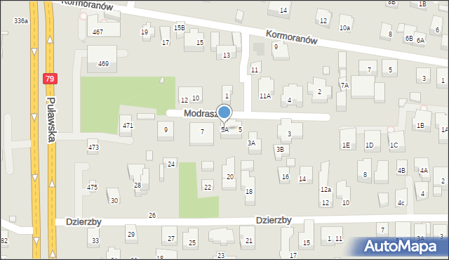 Warszawa, Modraszki, 5A, mapa Warszawy