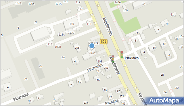 Warszawa, Modlińska, 103A, mapa Warszawy