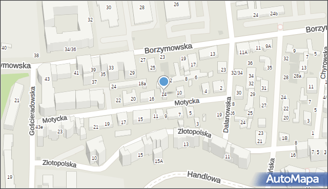 Warszawa, Motycka, 14, mapa Warszawy