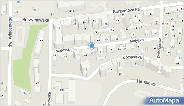 Warszawa, Motycka, 19, mapa Warszawy