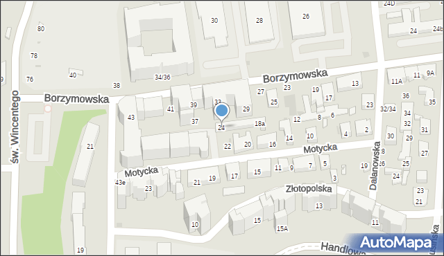 Warszawa, Motycka, 24, mapa Warszawy