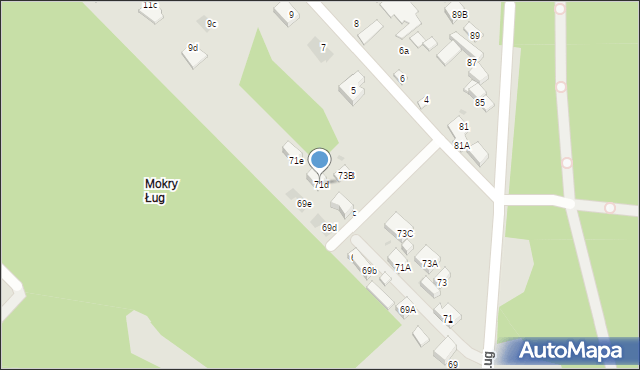 Warszawa, Mokry Ług, 71d, mapa Warszawy