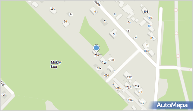 Warszawa, Mokry Ług, 71e, mapa Warszawy