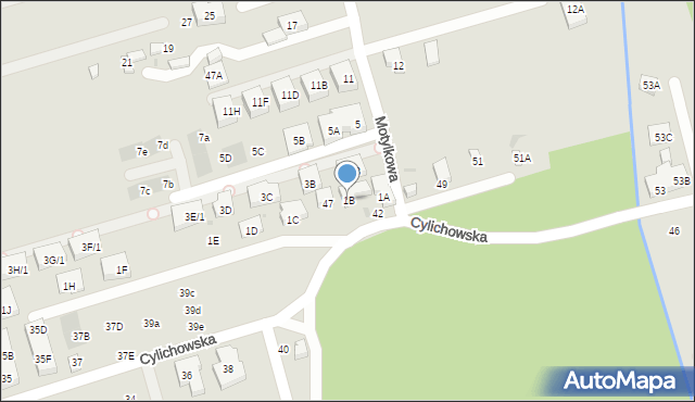 Warszawa, Motylkowa, 1B, mapa Warszawy