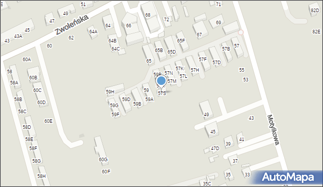 Warszawa, Motylkowa, 57S, mapa Warszawy