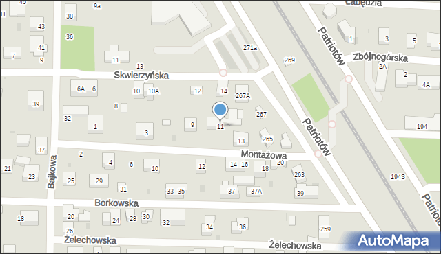 Warszawa, Montażowa, 11, mapa Warszawy