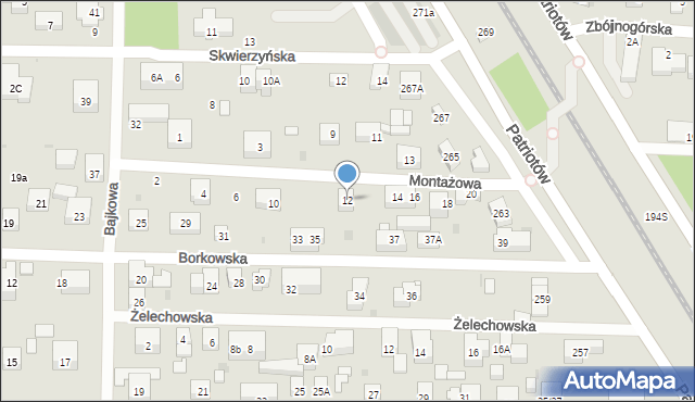 Warszawa, Montażowa, 12, mapa Warszawy