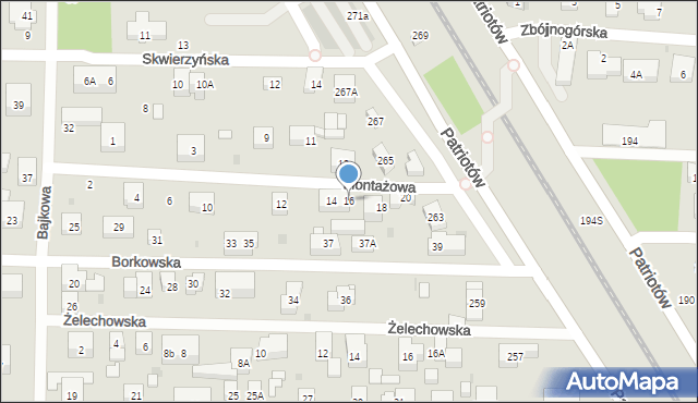 Warszawa, Montażowa, 16, mapa Warszawy