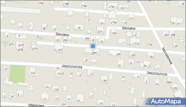 Warszawa, Mozaikowa, 167, mapa Warszawy