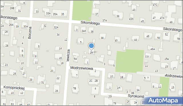 Warszawa, Modrzewiowa, 1A, mapa Warszawy