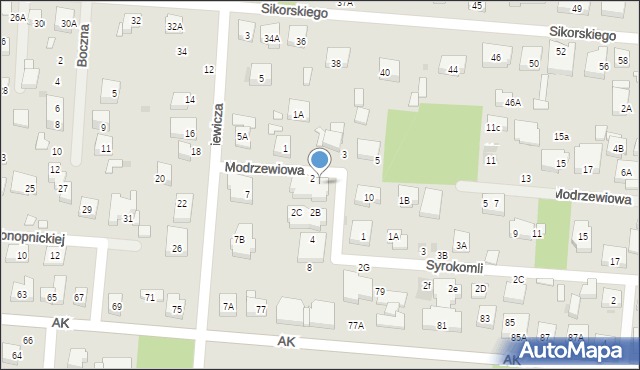 Warszawa, Modrzewiowa, 2A, mapa Warszawy