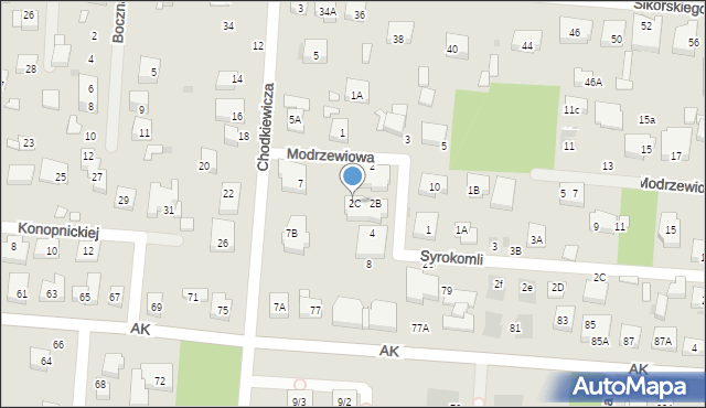 Warszawa, Modrzewiowa, 2C, mapa Warszawy