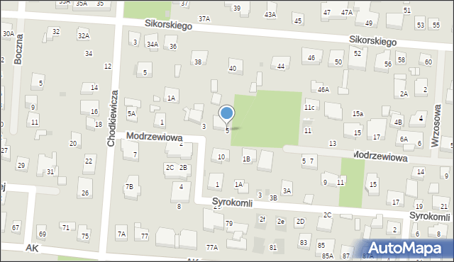 Warszawa, Modrzewiowa, 5, mapa Warszawy