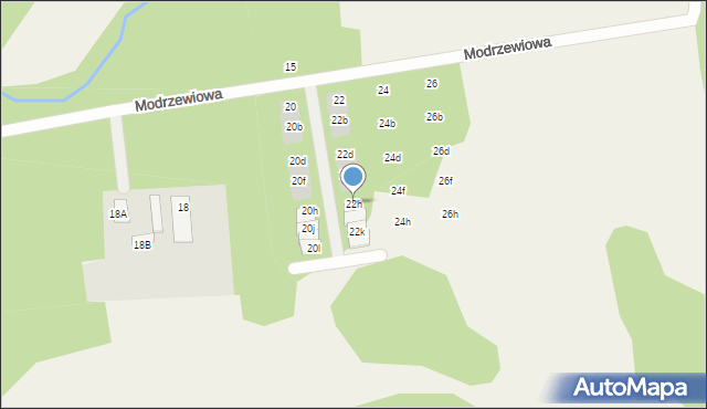 Wiązowna, Modrzewiowa, 22h, mapa Wiązowna