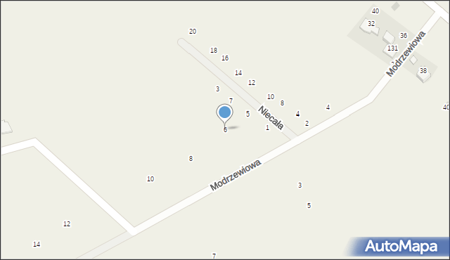 Więckowice, Modrzewiowa, 6, mapa Więckowice