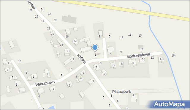 Więckowice, Modrzewiowa, 1, mapa Więckowice