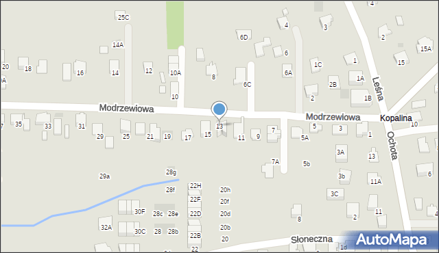 Wieliczka, Modrzewiowa, 13, mapa Wieliczka