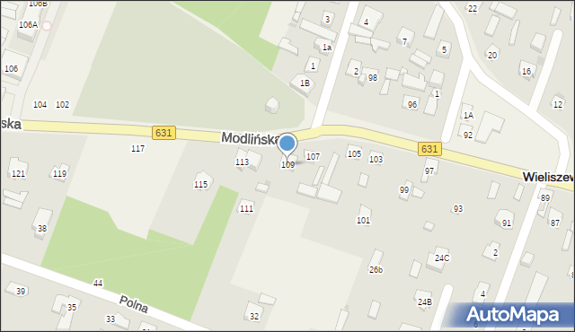 Wieliszew, Modlińska, 109, mapa Wieliszew