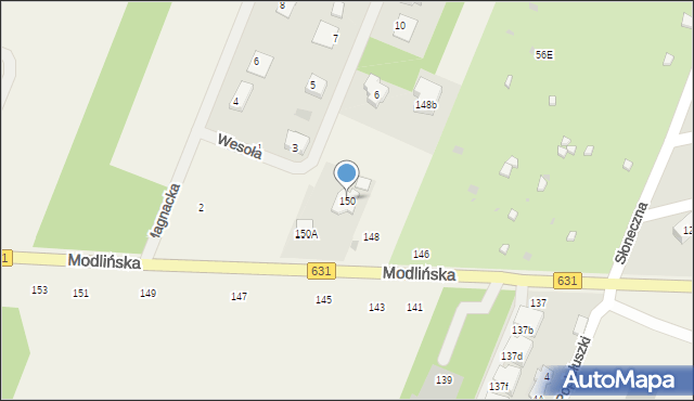 Wieliszew, Modlińska, 150, mapa Wieliszew