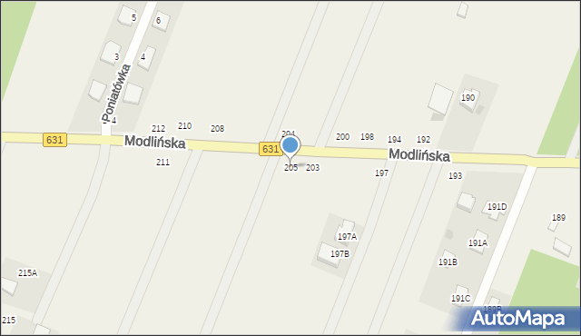 Wieliszew, Modlińska, 205, mapa Wieliszew