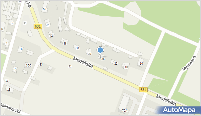 Wieliszew, Modlińska, 28, mapa Wieliszew