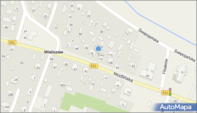 Wieliszew, Modlińska, 76, mapa Wieliszew
