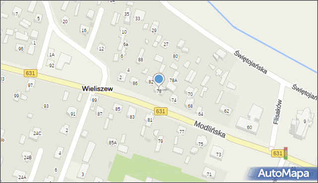 Wieliszew, Modlińska, 78, mapa Wieliszew