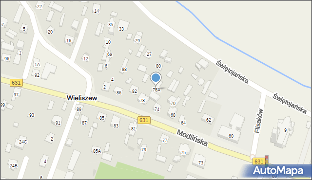 Wieliszew, Modlińska, 78A, mapa Wieliszew