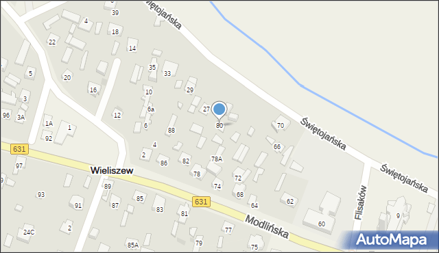 Wieliszew, Modlińska, 80, mapa Wieliszew