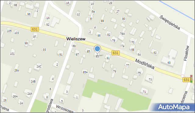 Wieliszew, Modlińska, 83, mapa Wieliszew