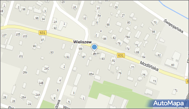 Wieliszew, Modlińska, 85, mapa Wieliszew