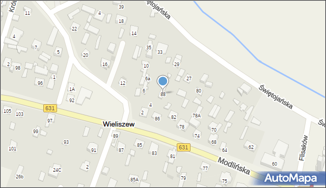 Wieliszew, Modlińska, 88, mapa Wieliszew