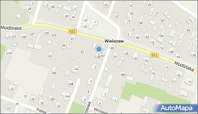 Wieliszew, Modlińska, 91, mapa Wieliszew