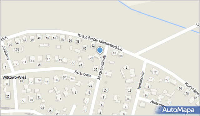 Witkowo, Modrzewiowa, 7, mapa Witkowo