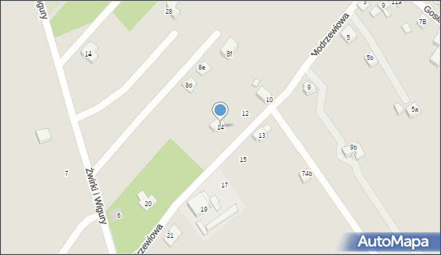 Wodzisław Śląski, Modrzewiowa, 14, mapa Wodzisławia Śląskiego