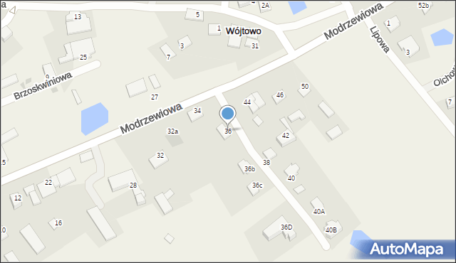 Wójtowo, Modrzewiowa, 36, mapa Wójtowo