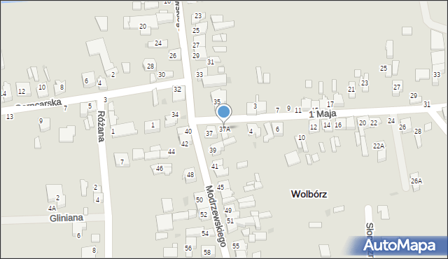 Wolbórz, Modrzewskiego, 37A, mapa Wolbórz