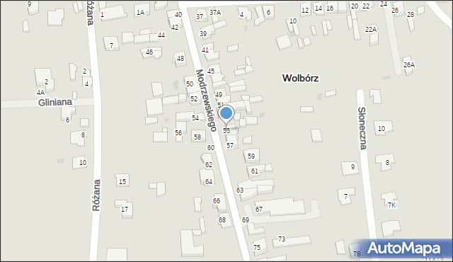 Wolbórz, Modrzewskiego, 55, mapa Wolbórz