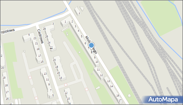 Wrocław, Mościckiego Ignacego, 8, mapa Wrocławia