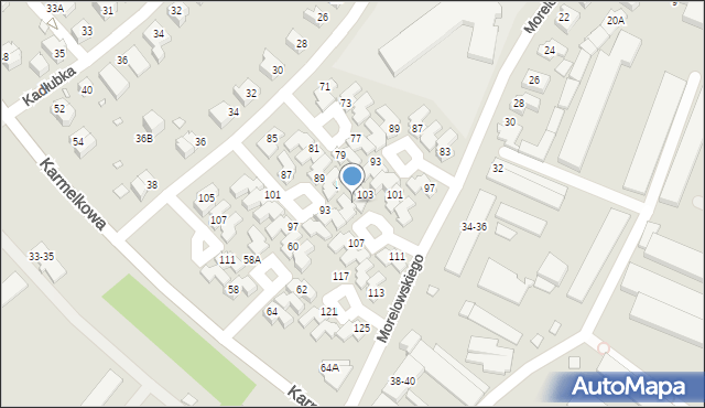 Wrocław, Morelowskiego Mariana, 105, mapa Wrocławia