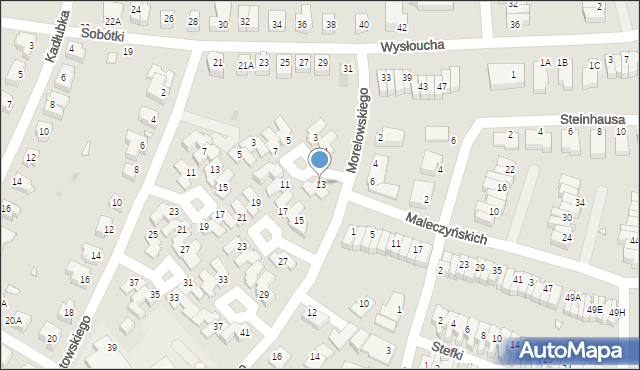 Wrocław, Morelowskiego Mariana, 13, mapa Wrocławia