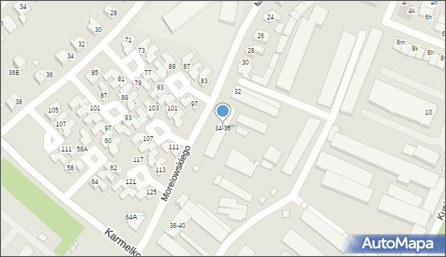 Wrocław, Morelowskiego Mariana, 34-36, mapa Wrocławia