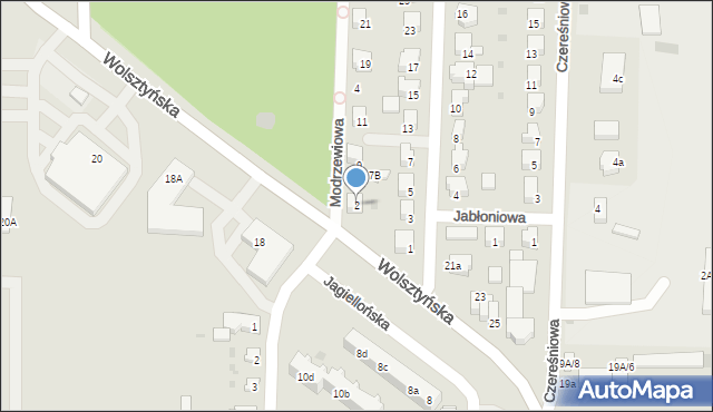 Wschowa, Modrzewiowa, 2, mapa Wschowa
