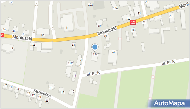 Wschowa, Moniuszki Stanisława, 13a, mapa Wschowa